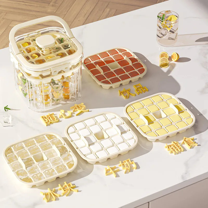 Food grade Press Type Silicone Ice Cube Mold Large Capacity Ice Storage Box Summer Household Ice Maker Home Kitchen Fridge Tools Peaceful Pleasures Health and Wellness