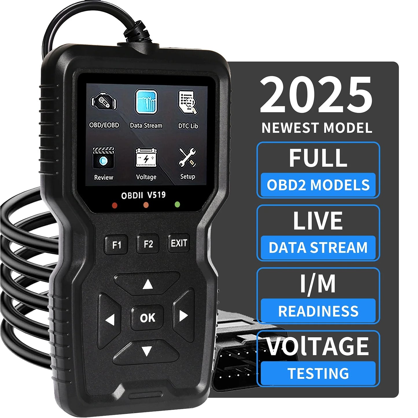Professional Obd2 Diagnostic Tool for Heavy-Duty Vehicle Repair - Code Reader/Resetter, Supports Real-Time Data Stream, No Battery Required, Compatible with Vehicles from 1996 Onwards (Obdii/Eobd, Mode 6/8), Suitable for Mech Peaceful Pleasures Health and Wellness Black