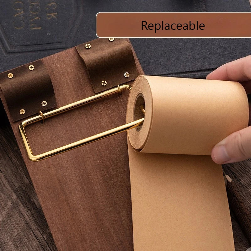 Retro Wooden Memo Pad Holder – Hangable Roll Paper Notebook