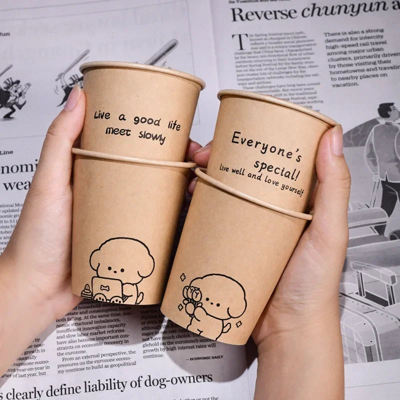50PCS 250ml Disposable Biodegradable Paper Cup Tasting Cup Coffee Tea Milk Cup Party Supplies Drinking Tool BirthdayTableware Peaceful Pleasures Health and Wellness A 50pcs