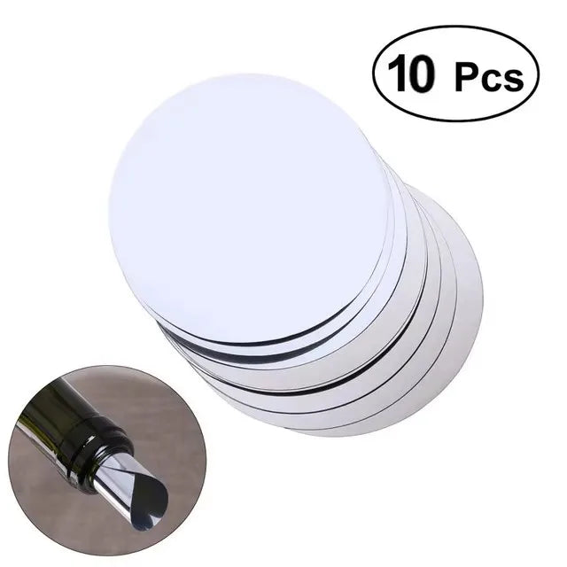 10/20pcs/ Set Silver Aluminum Foil Wine Pourer Disc Foldable Flexible Reusable Mini Drip Stop Pour Spouts Dis Peaceful Pleasures Health and Wellness 10PCS