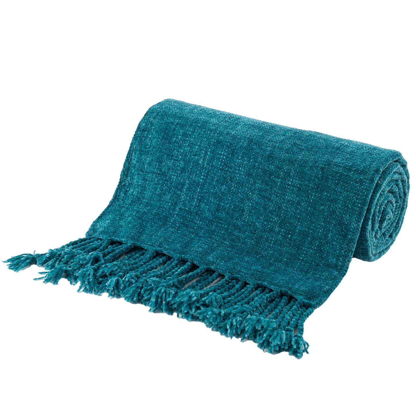 Battilo Chenille Throw Blanket with Fringe Tassels | Soft Knit