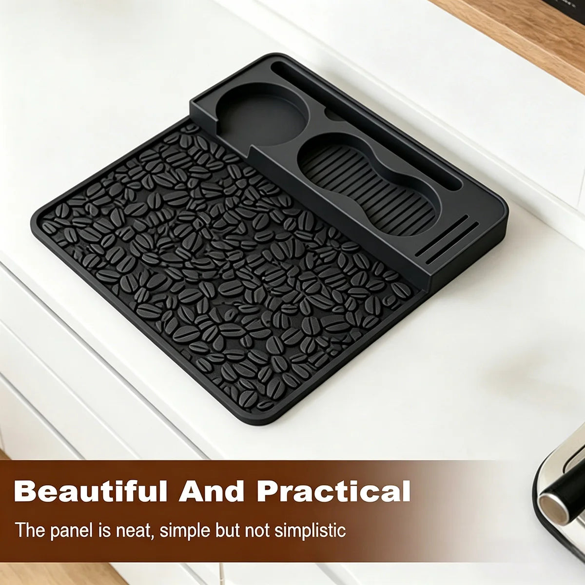 Espresso Tamping Mat, Compatible with Portafilters, Professional Silicone Barista Station with Tool Slots, Heat Resistant Mat Peaceful Pleasures Health and Wellness