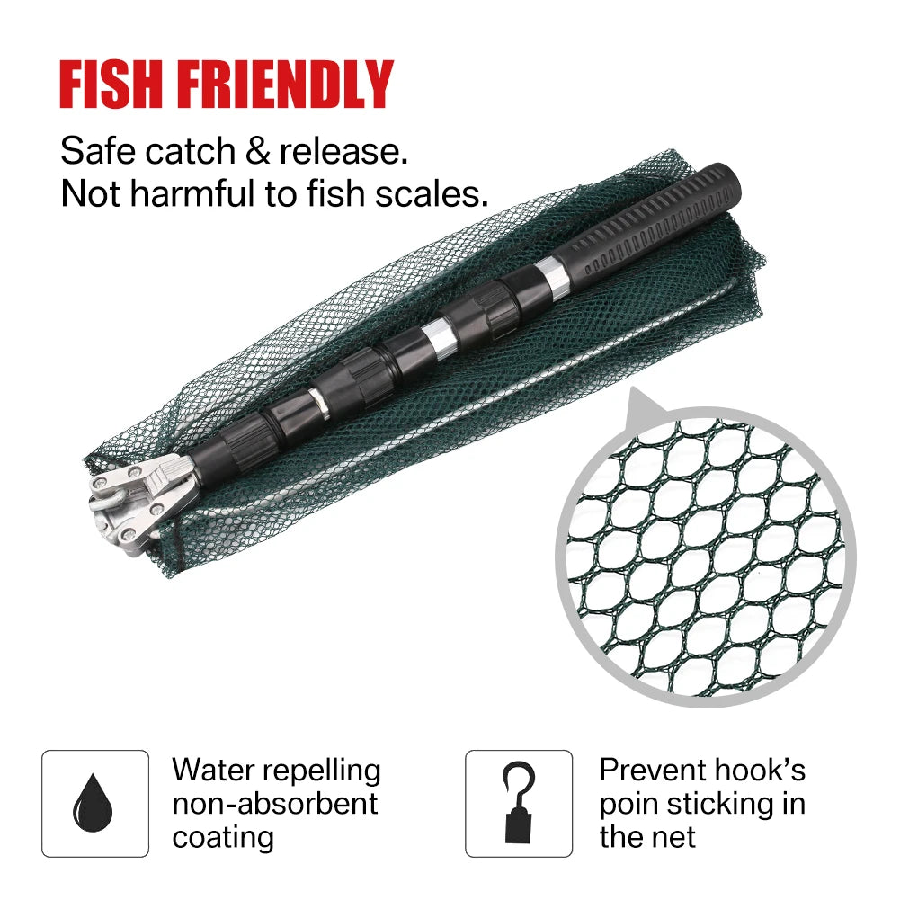 Ultra-lightweight Foldable Fishing Net 1.3m Durable Aluminum Alloy Telescopic Handle Ideal For Outdoor Pond River Ocean Fishing Peaceful Pleasures Health and Wellness