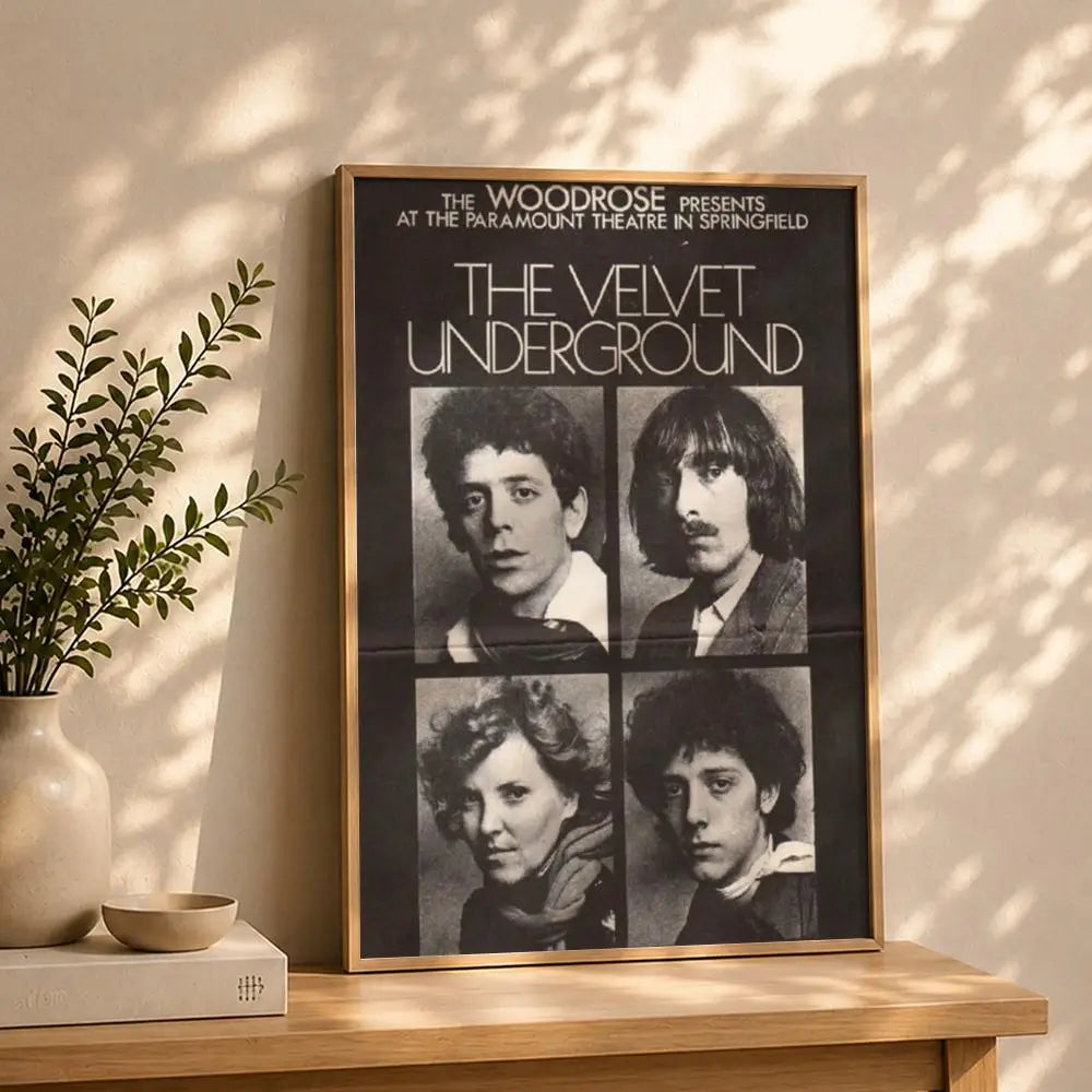 Band T-The Velvet UndergroundS Poster HD Self Adhesive Waterproof Wall Art Ideal for Home Office Dorm Bedroom Great Gift Peaceful Pleasures Health and Wellness White15 50X70cmNoframe
