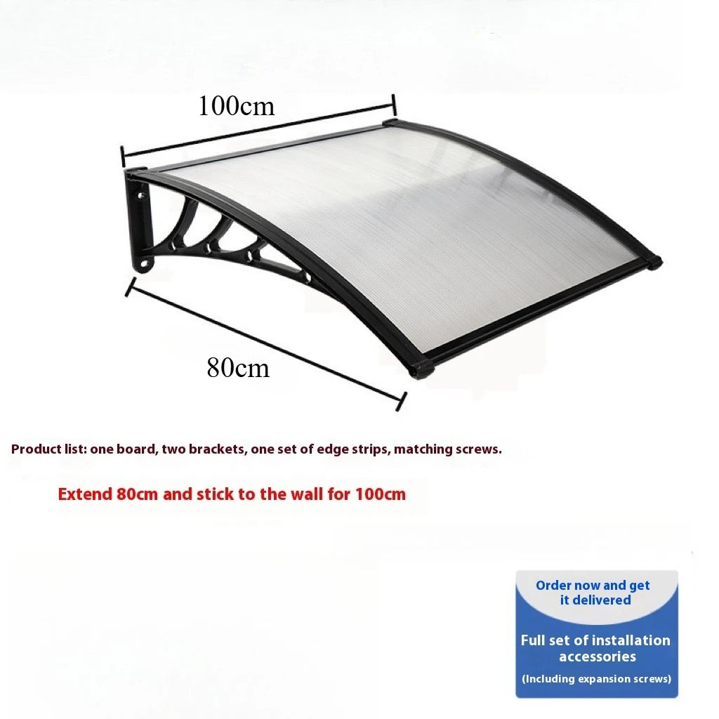 Window Awning Door Canopy 60x60 80x80 60x100 Window Awning Overhead Modern Polycarbonate Cover Outdoor Front Porch Patio Canopy Peaceful Pleasures Health and Wellness Transparent 80 100