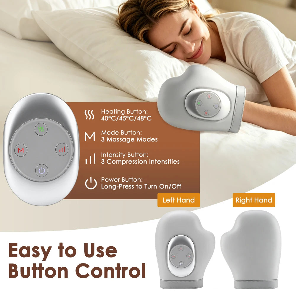 5 Levels Air Compression Hand Massager Graphene Heated Electric Palm Massager Vibration Hand Muscle Relaxation for Carpal Tunnel Peaceful Pleasures Health and Wellness