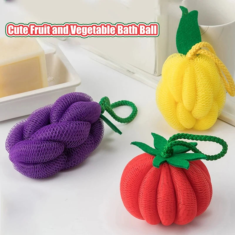 Fruit & Veggie Dopamine Bath Ball – Fun Bubble Bath Sponge