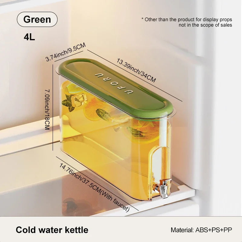 Cold Water Kettles Faucet for Home Use Large Capacity Sealed Sewn Food Grade Plastic Juice Refrigerator Cold Water Kettles New Peaceful Pleasures Health and Wellness green