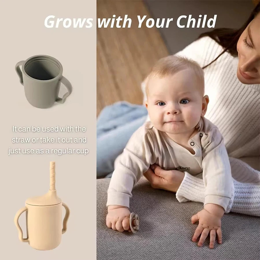 Kids' Food-Grade Silicone Straw Cup | Spill-Proof 350ml