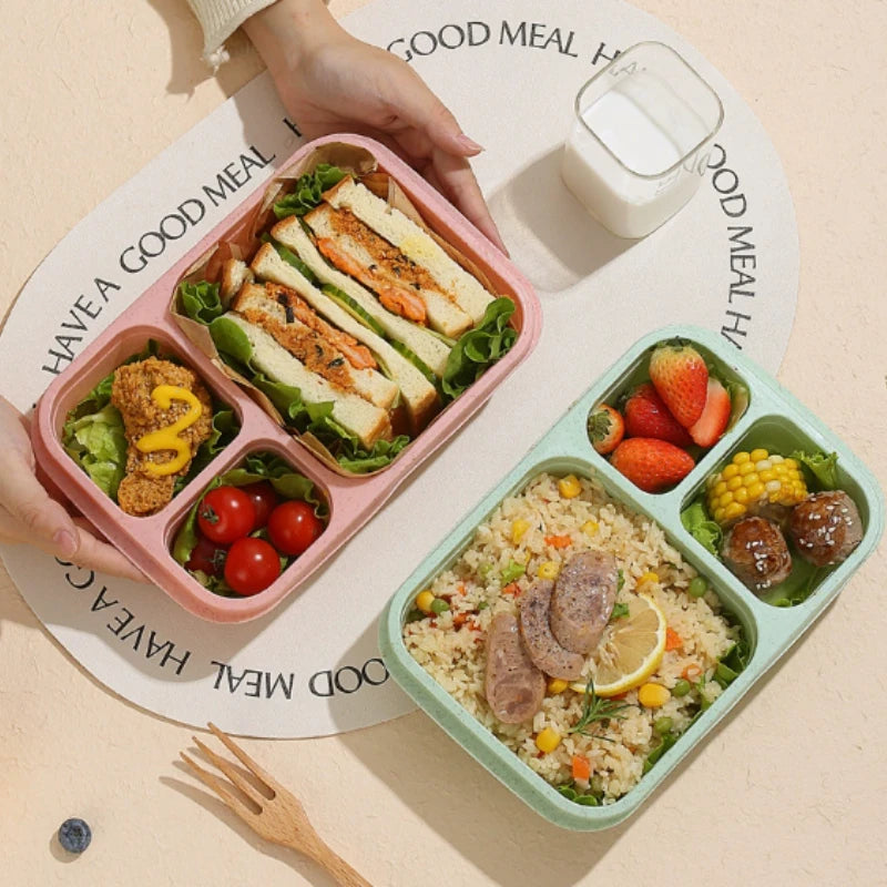 1/2pcs Wheat Straw Lunch Box Portable Bento Box With Compartment Picnic Bento Box Fruit Container Microwave Oven Dinnerware Peaceful Pleasures Health and Wellness
