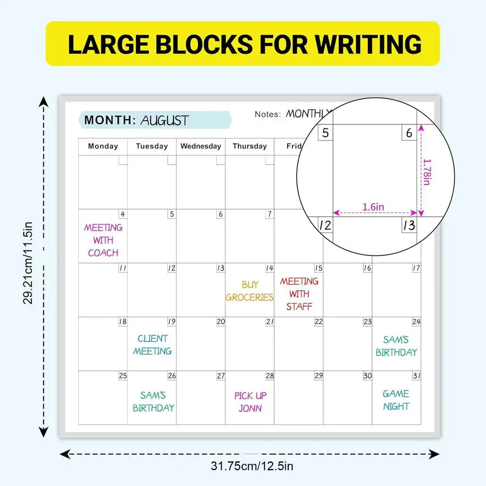Erasable Yearly Wall Planner | Reusable Dry Erase Calendar Dry Erase Wall Planner Peaceful Pleasures Health and Wellness single attribute