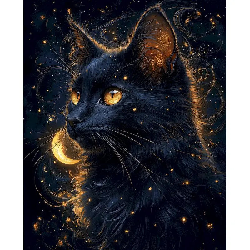 Black Cat Paint by Numbers Kit | DIY Canvas Wall Art 60x75cm