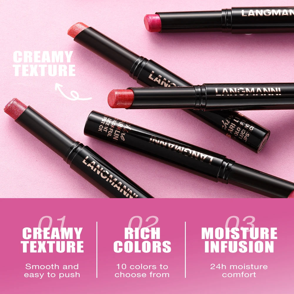 1 Glitter Lipstick - Glossy pearl effect, easy-to-apply moisturizing stick provides moisture and a subtle pearlescent effect to Peaceful Pleasures Health and Wellness