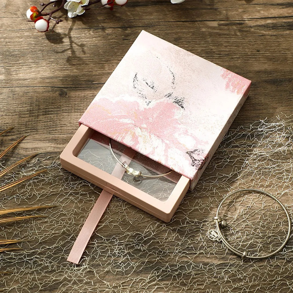 Retro Floral Embossed Drawer Jewelry Box | PE Film Display