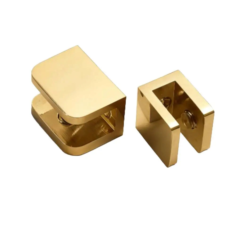1X Sturdy Brass Glass Clamp Secure Bath Shelf&wine Cabinet Gold