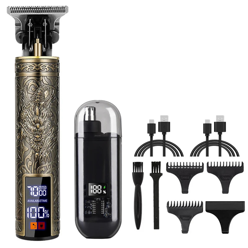 New Nose Hair Trimmer And T9 Hair Clipper Set For Mens Care Set Portable Mini USB charging Nose And Ear Hair Trimmer 2025 Peaceful Pleasures Health and Wellness 068-Dragon-VHS