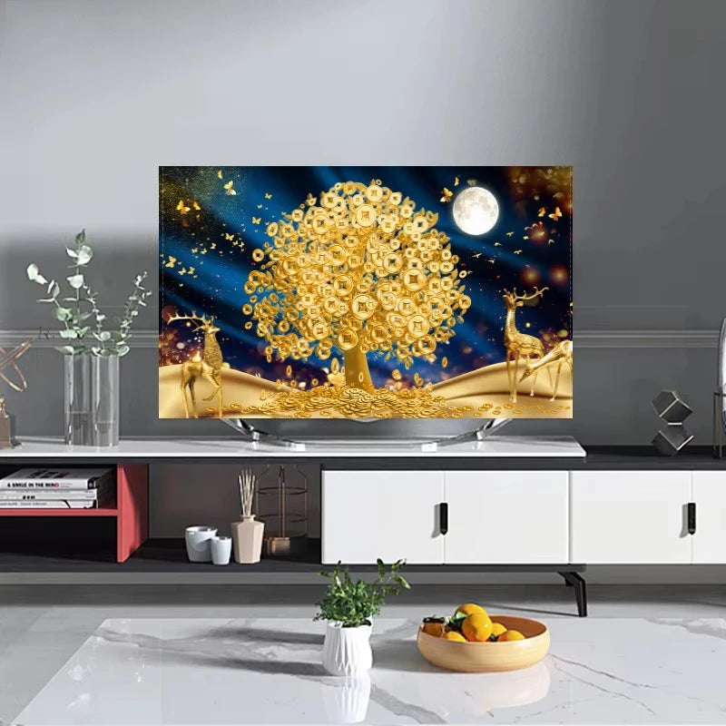 Golden Tree of Life Canvas Wall Art | Night Sky Stars Print Canvas Wall Art Peaceful Pleasures Health and Wellness ZLH4999 90x130cm No Frame