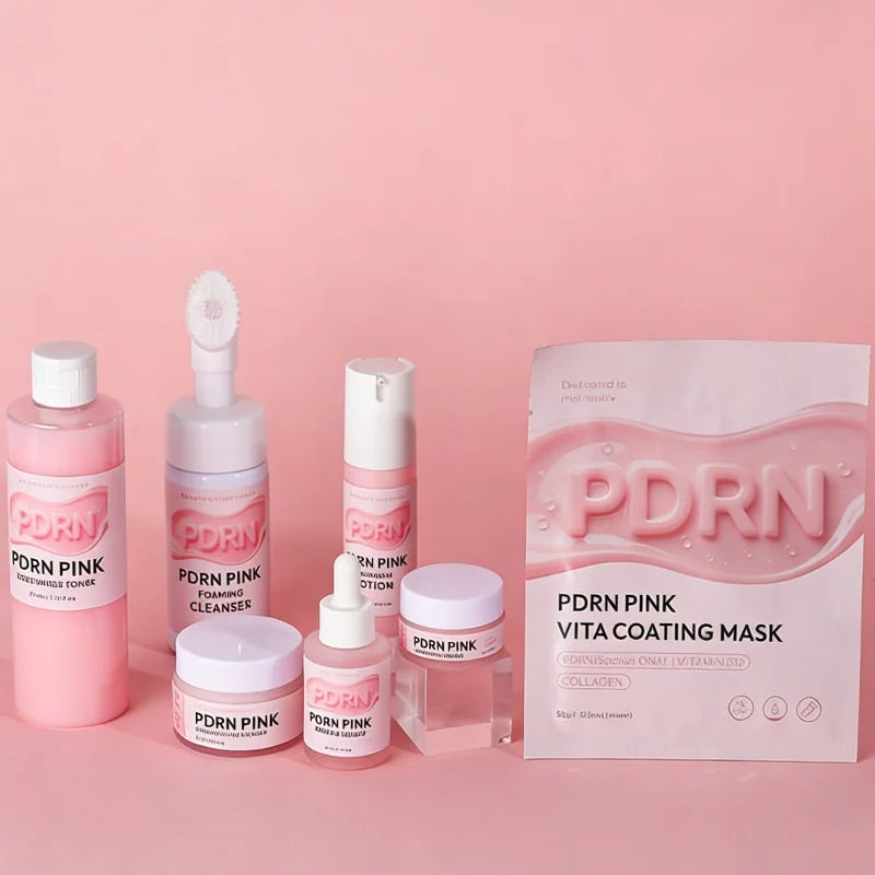 PDRN Pink Skincare Set Salmon Dna Collagen Vita Coating Mask Lift Firm Skin Make Skin Glow Moisturizing Nourishing Skincare Set Peaceful Pleasures Health and Wellness
