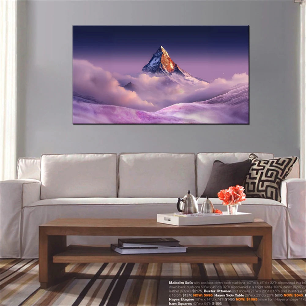 Mountain Peak Landscape Canvas Wall Art | Nature Print Decor