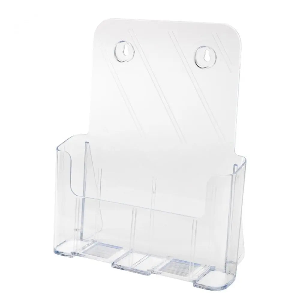 Durable A4 Size Brochure Holder Clear Non-slip Filing Magazine Rack Slanted Back Desktop Organizer Flyer Display Stand Locker Peaceful Pleasures Health and Wellness