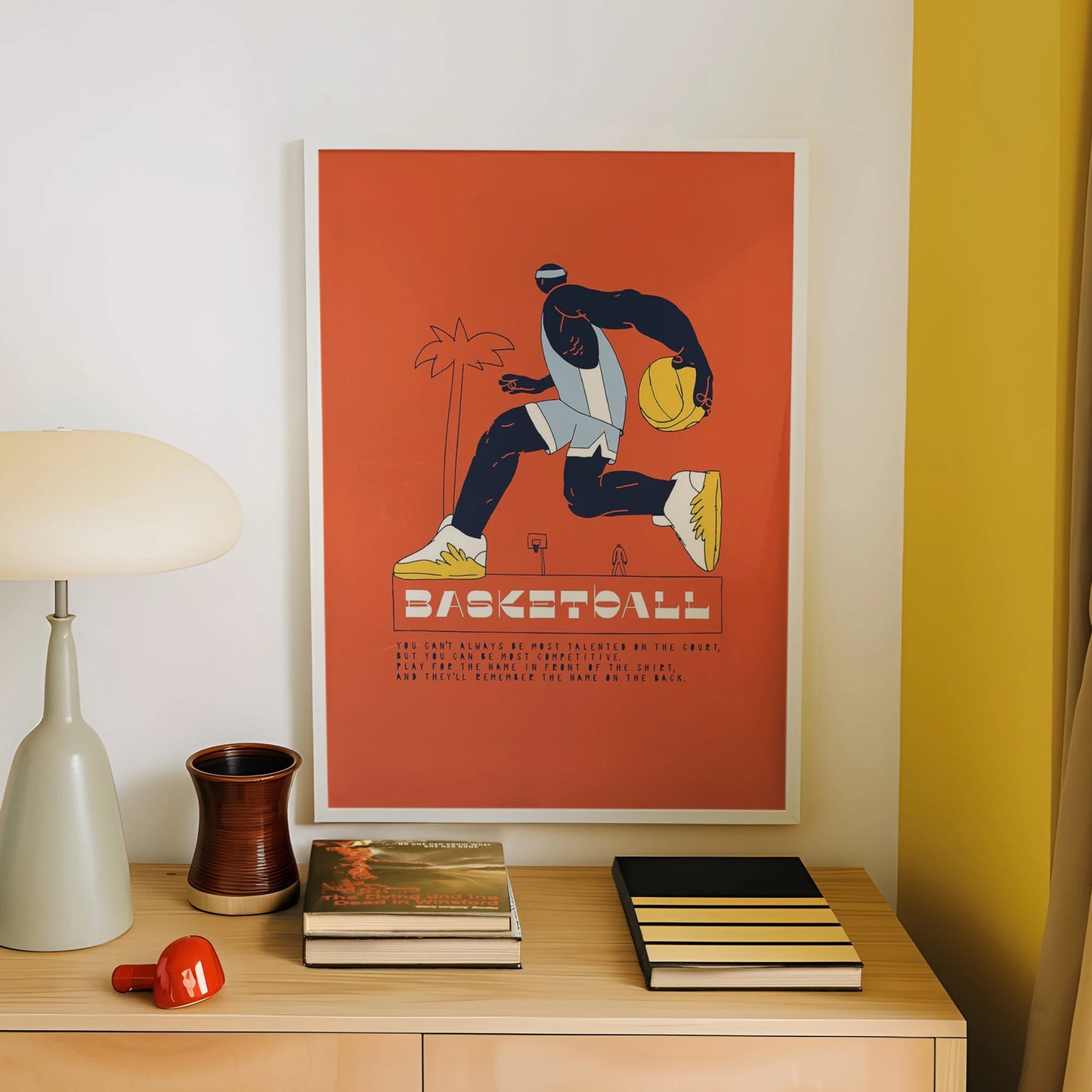 Modern Orange Basketball Canvas Wall Art Poster | Home Decor