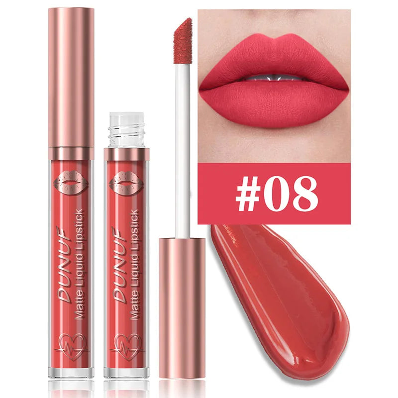 DUNUF 18-Color Matte Velvet Lipstick & Moisturizing Lip Gloss