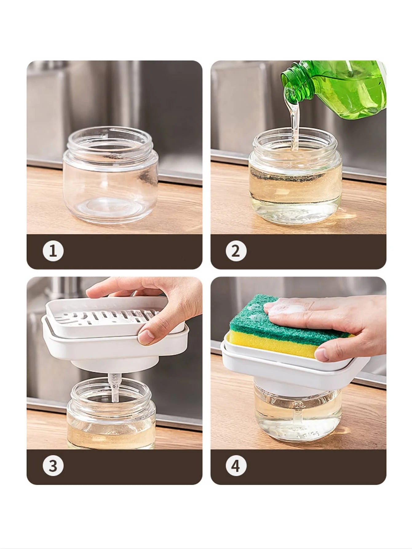 1Pcs Kitchen Press-type Dishwashing Detergent Automatic Liquid Output Bottle Removable Liquid Pressing Tool Peaceful Pleasures Health and Wellness
