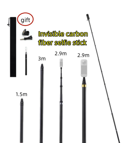 Carbon Fiber Invisible Selfie Stick 1.5–3m | Insta360 X4 X5 X3 Selfie Stick Tripod Oasis Select