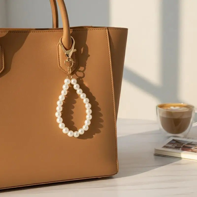 Simulated Pearl Keychain – Beaded Bag Charm & Phone Pendant
