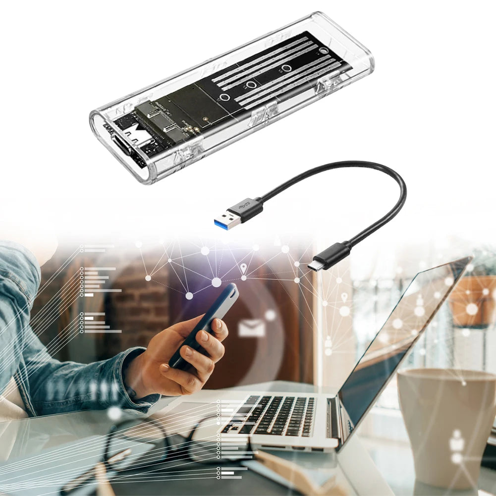 M.2 NGFF SATA Type C 3.1 Transparent External SSD Case 10Gbps Hard Disk Case External SSD Adapter for 2230/2242/2260/2280 Peaceful Pleasures Health and Wellness