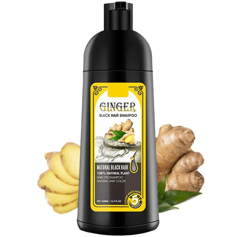 Ginger & Coconut Black Hair Dye Shampoo 500ml – Color Gray Hair
