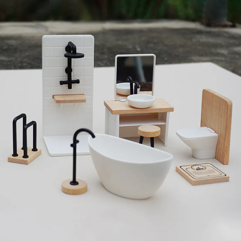 1:12 Dollhouse Simulation Bathroom Toy White Wash Basin Dollhouse 1/12 Dollhouse Simulation Toilet Model Furniture Miniature Peaceful Pleasures Health and Wellness