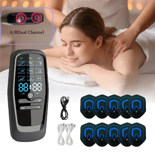 Professional Muscle Stimulator with 10 Electrode Pads - Dual-Channel Massager Suitable for Back, Muscle, Full Body Use for Gym Peaceful Pleasures Health and Wellness