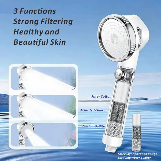 3-Mode Filtered Shower Head | Chlorine Removal & Water Saving Filtered Shower Head Oasis Select