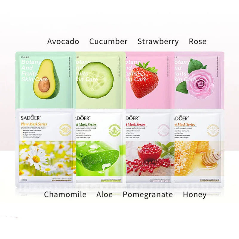 BIOAOUA 8-Pack Natural Plant Face Masks | Hydrating & Firming