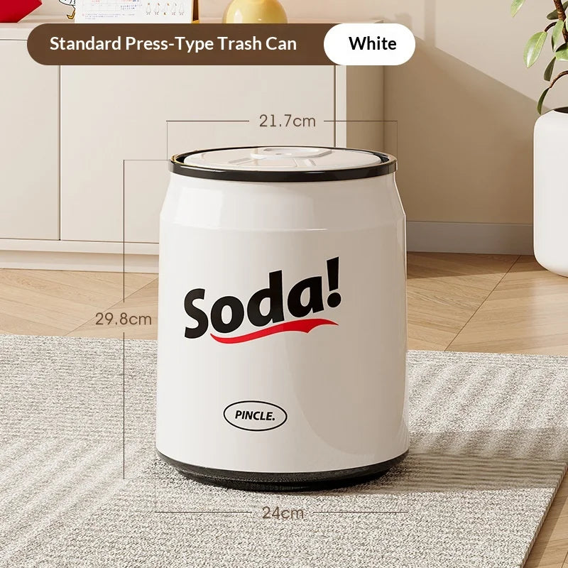 Creative Shaped Push Type Plastic Large Multifunctional Trash Can with Durable Lid for Home Bathroom Living Room Peaceful Pleasures Health and Wellness L Whie B