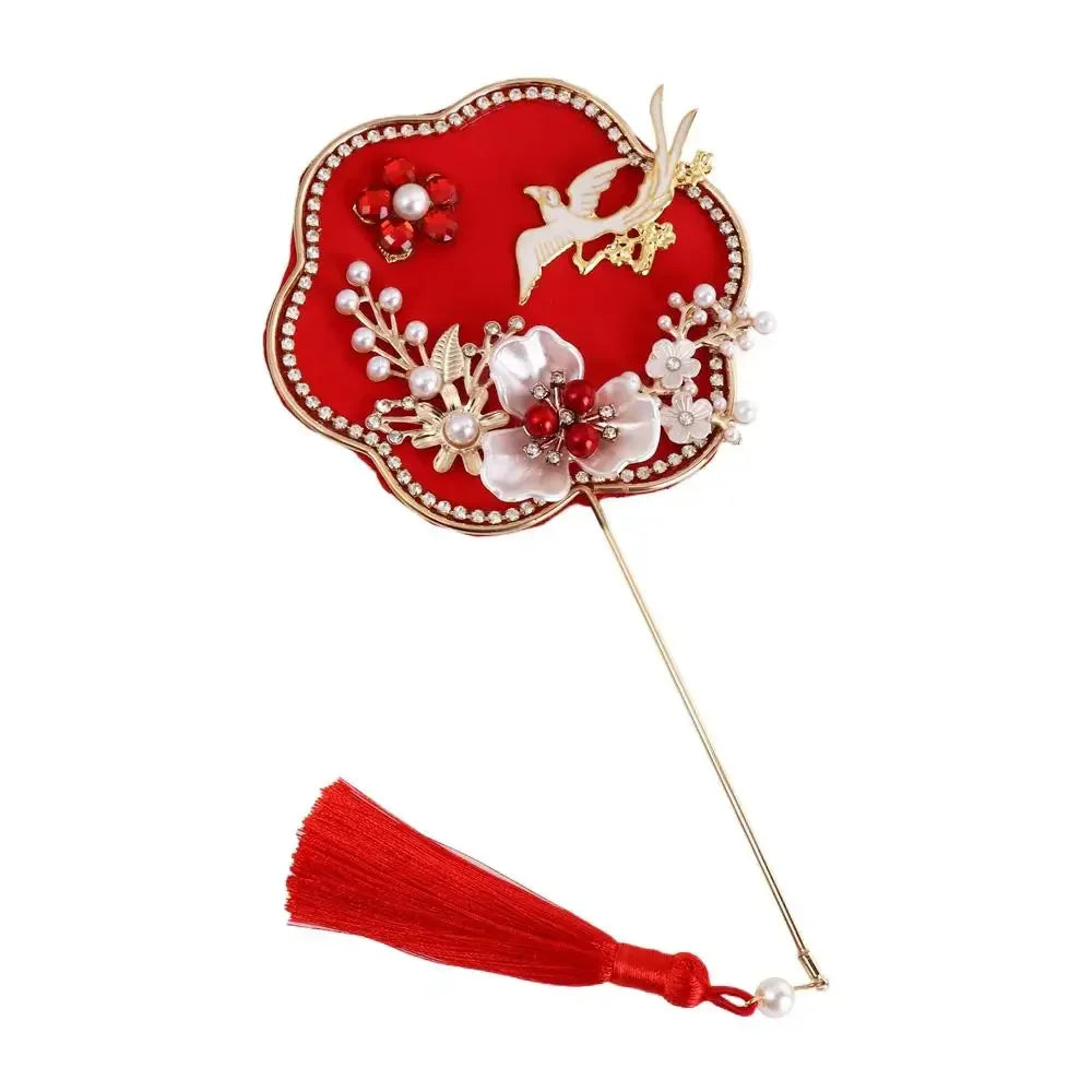 Vintage Chinese Silk Fan with Tassels & Pendant | Bridal Wedding