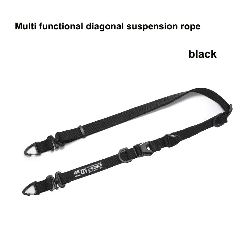 1pcs Outdoor multifunctional diagonal hanging rope with adjustable length expandable single shoulder crossbody backpack strap Peaceful Pleasures Health and Wellness black