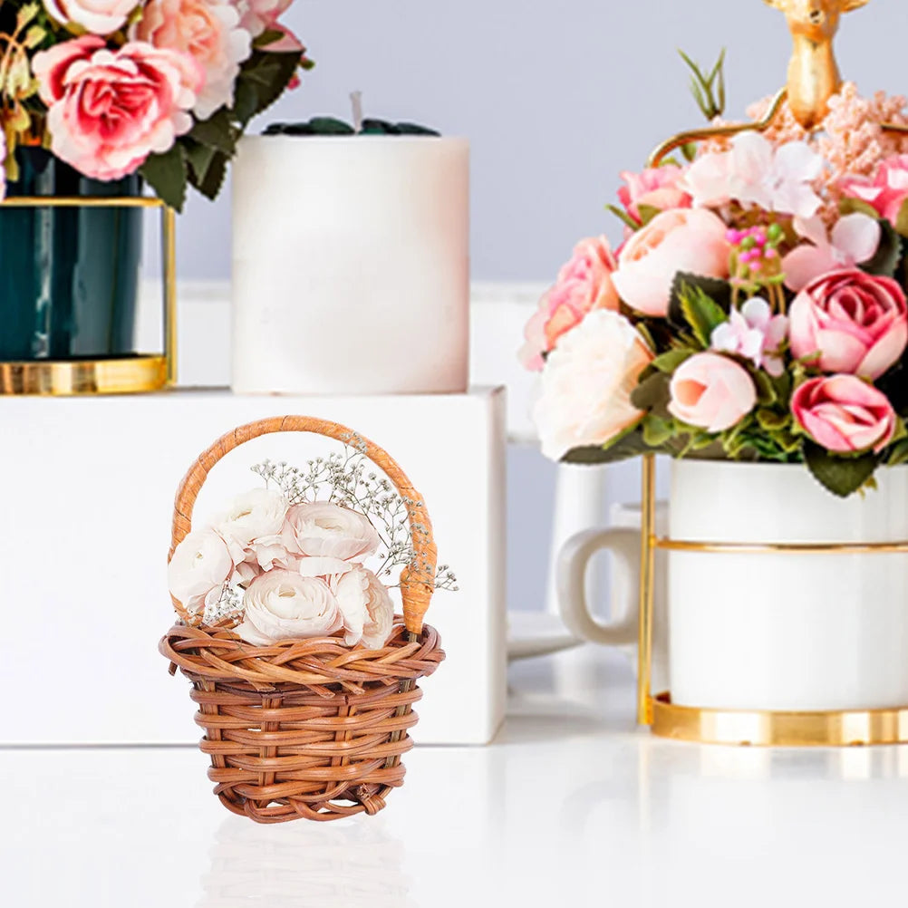 12pcs Mini Woven Basket Flower Storage Basket Dollhouse Flower Basket Small Easter Candy Gift Container Party Favor Decor Box Peaceful Pleasures Health and Wellness