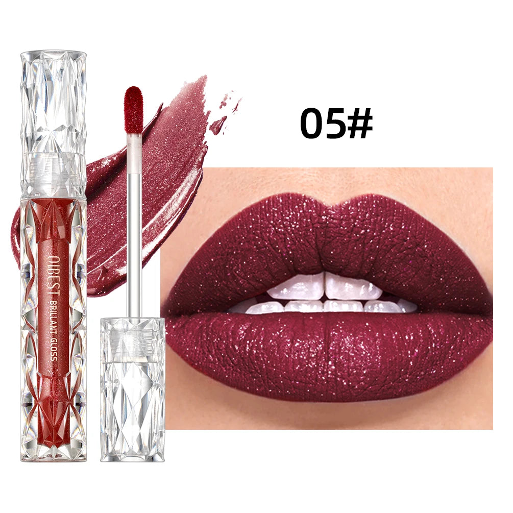QIBEST 10 Colors Matte Shiny Glitter Liquid Lipstick Shiny Lip Gloss Diamond Waterproof Long Lasting Lipgloss Women Lips Makeup Peaceful Pleasures Health and Wellness 5