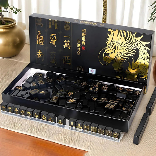 144-Piece Portable Mahjong Set with Racks & Dice | Travel Game Tile Board Game Peaceful Pleasures Health and Wellness