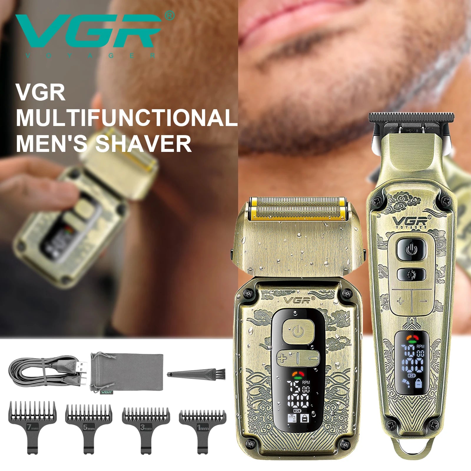 VGR 641 2 in 1 Professional Hair Trimmer Electric Shaver Set Men's Beard Trimmer Edge Hair Clipper Razor Hair Cutter Machine Peaceful Pleasures Health and Wellness