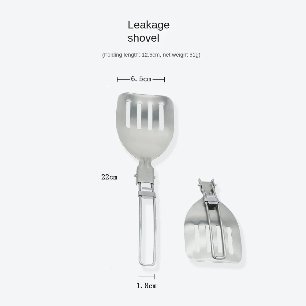 Folding Spatula Spoon Shovel Food Turner Portable 304 StainlessSteel Outdoor Camping BBQ Cooking Tableware Picnic Supplies ﻿ Peaceful Pleasures Health and Wellness Lohkge shawo