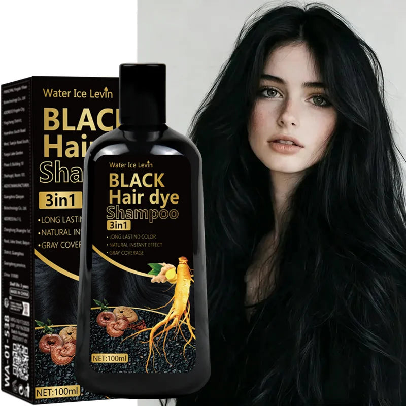 Water Ice Levin Black Hair Dye Shampoo – Natural, Gentle & Long-Lasting 100ml Peaceful Pleasures Health and Wellness