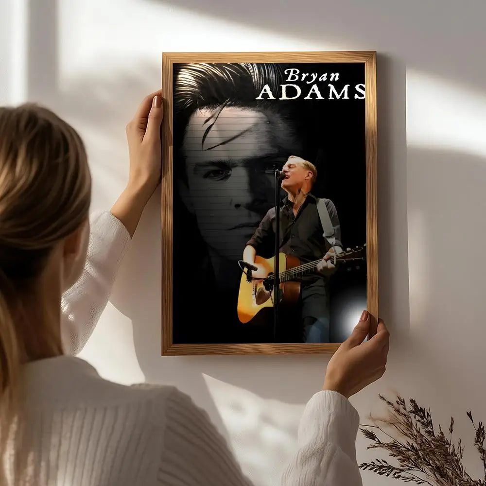 Singer B-Bryan Adams Poster HD Self Adhesive Waterproof Wall Art Ideal for Home Office Dorm Bedroom Great Gift Peaceful Pleasures Health and Wellness White8 40X50cmNoframe