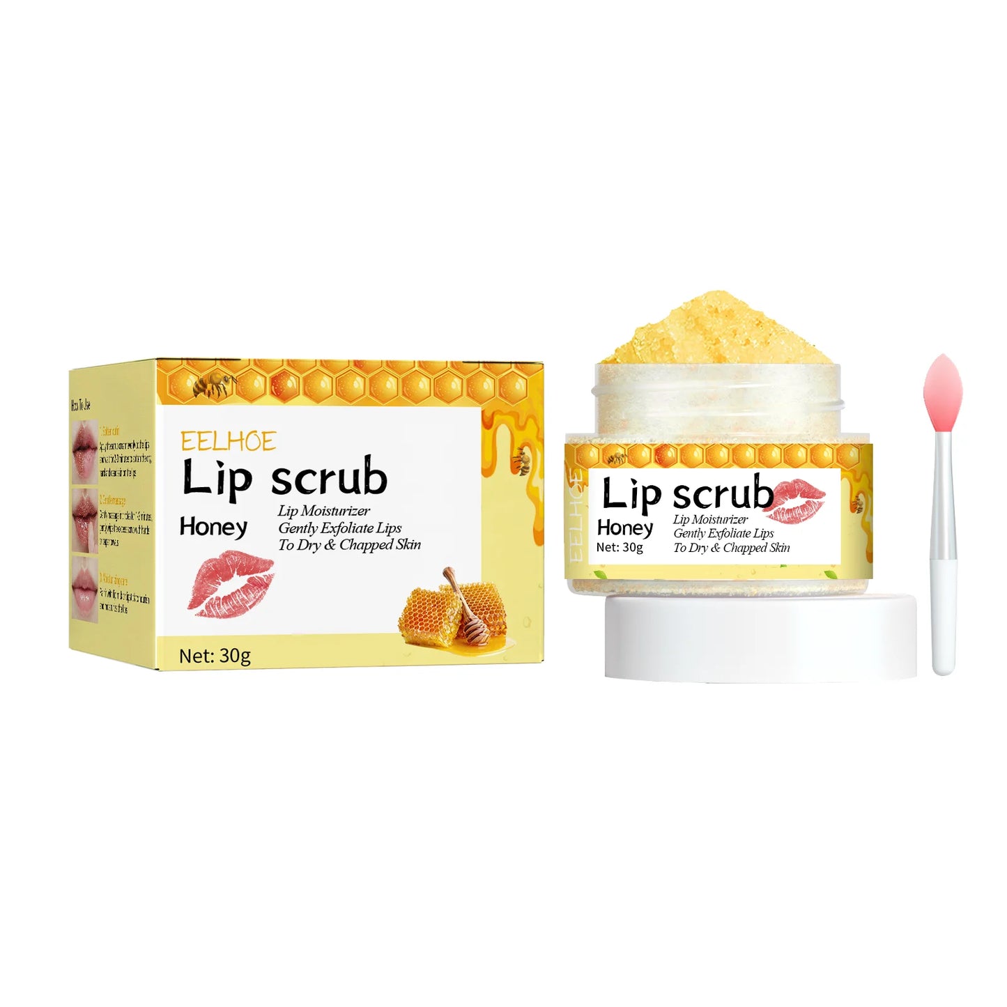 EELHOE Pink Lip Scrub Exfoliator – Brighten & Moisturize, 30g
