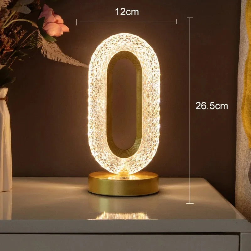 Touch Control 3D Crystal Track Night Light Girls Room Home Decor Aesthetics USB Bedside LED Ambient Table 3D Moon Lamp Peaceful Pleasures Health and Wellness