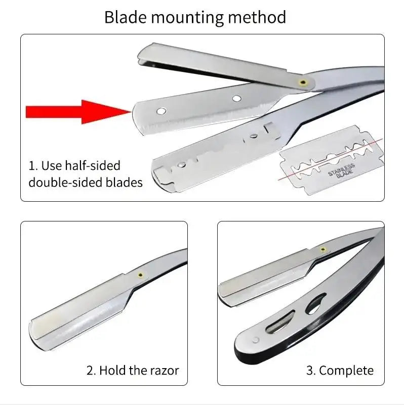 Men's Straight Edge Folding Razor – Stainless Steel Barber Shaver