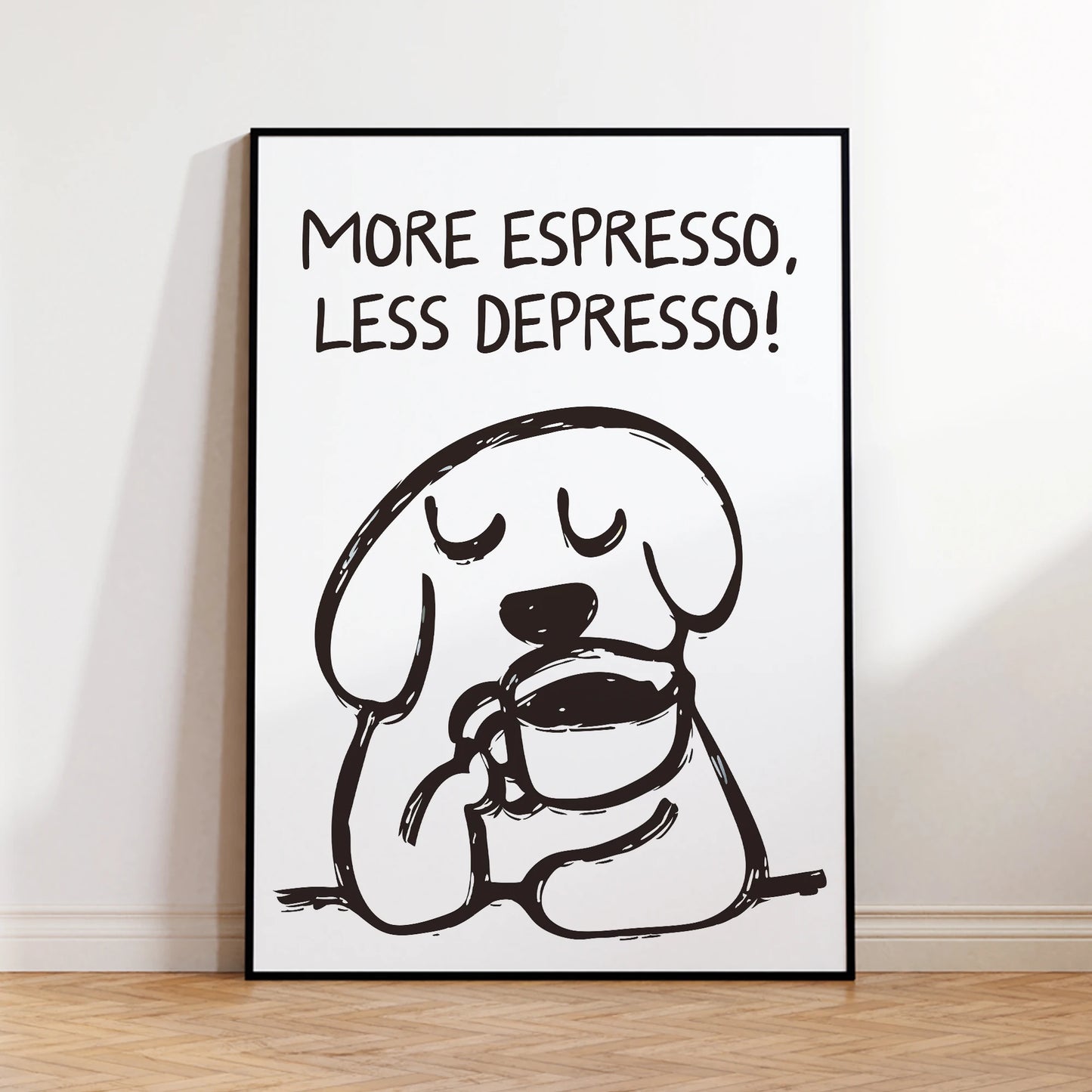 "More Espresso Less Depresso" Retro Coffee Canvas Wall Art
